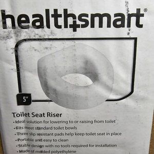 Healthsmart 5" Raised Toilet Seat Riser Fits Most Standard Bowls NEW White